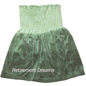Miken Size M Tube Top Womens Green Ombre Smocked Cotton Poly Blend Stretch NEW